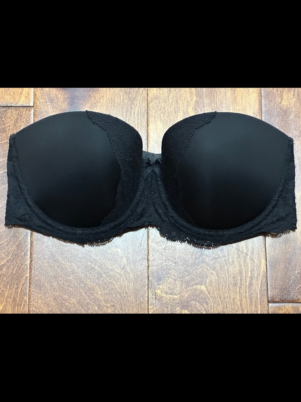 Victoria's Secret Black Lace Strapless Push-Up Bandeau